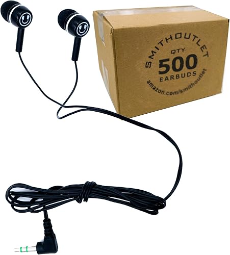 SmithOutlet Paquete de 500 auriculares para pruebas de aula para estudiantes a granel
