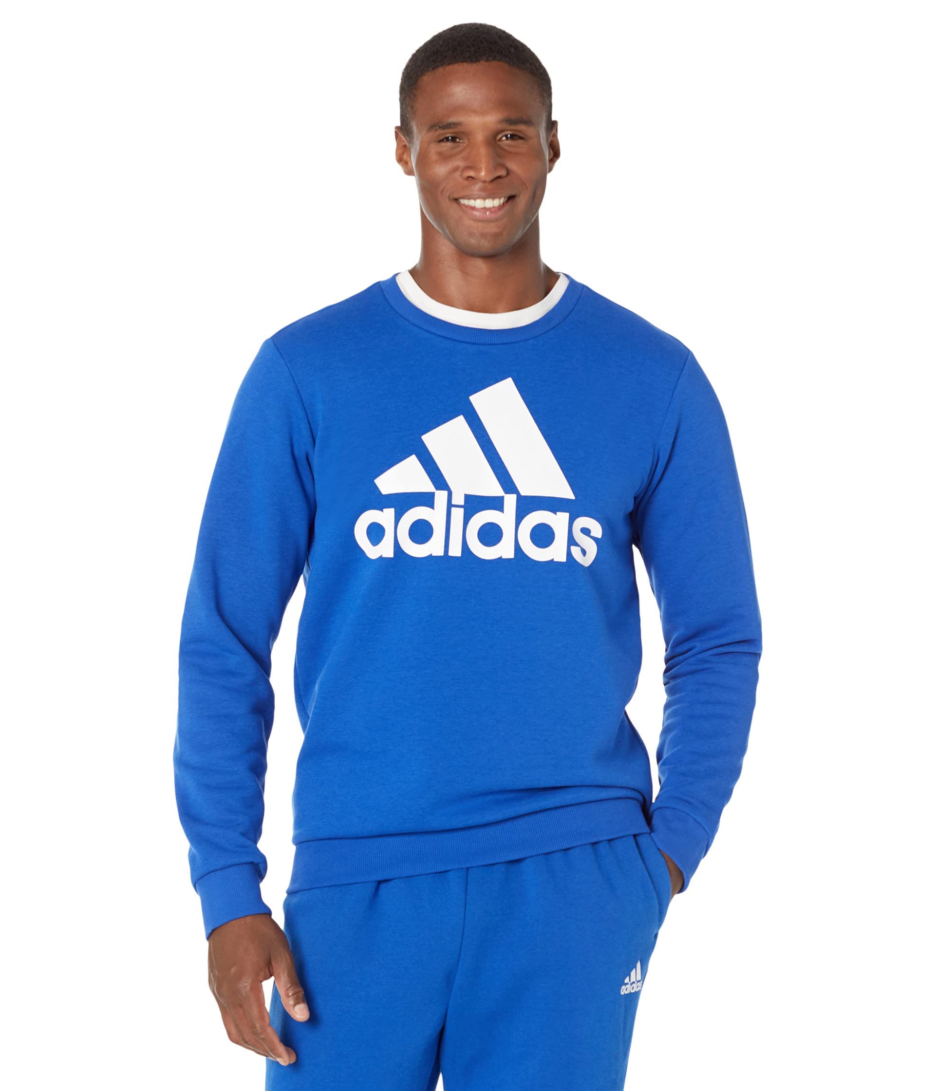 Adidas Men's Team Royal Blue/White Essentials Big Logo Fleece Sweatshirtsweatshirt, Xl