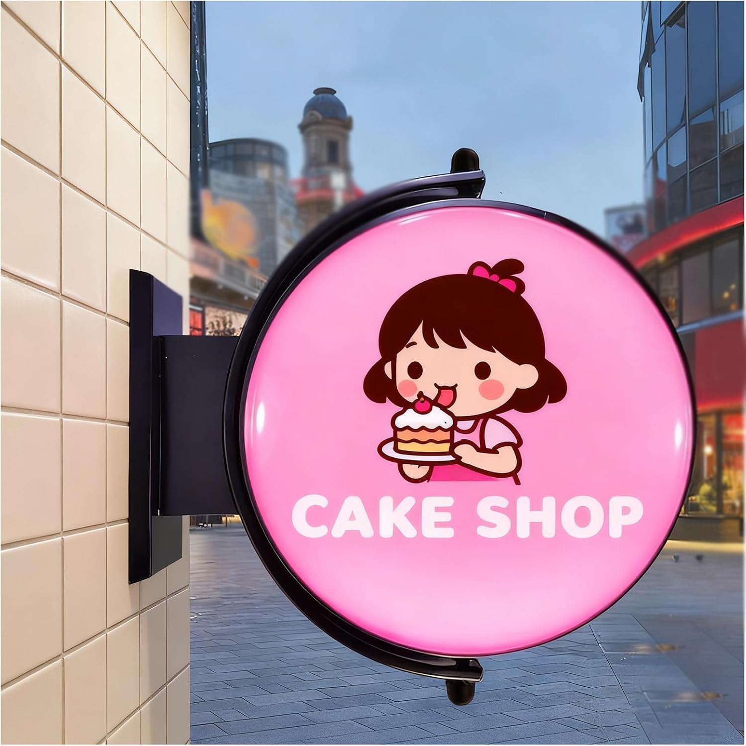 ZHJOPP Double-Sided Illuminated LED Light Box Sign for Outdoor Business Advertising,Water Resistant Outdoor Advertising Sign (40cm)