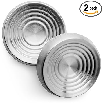 CatGuru Whisker Stress Free Cat Food Bowl, Reliefs Whisker Fatigue, Wide Cat Dish, Non Slip Cat Feeding Bowls, Shallow Cat Food Bowls, Non Skid Pet Bowls for Cats (Round - Set of 2, Stainless Steel)
