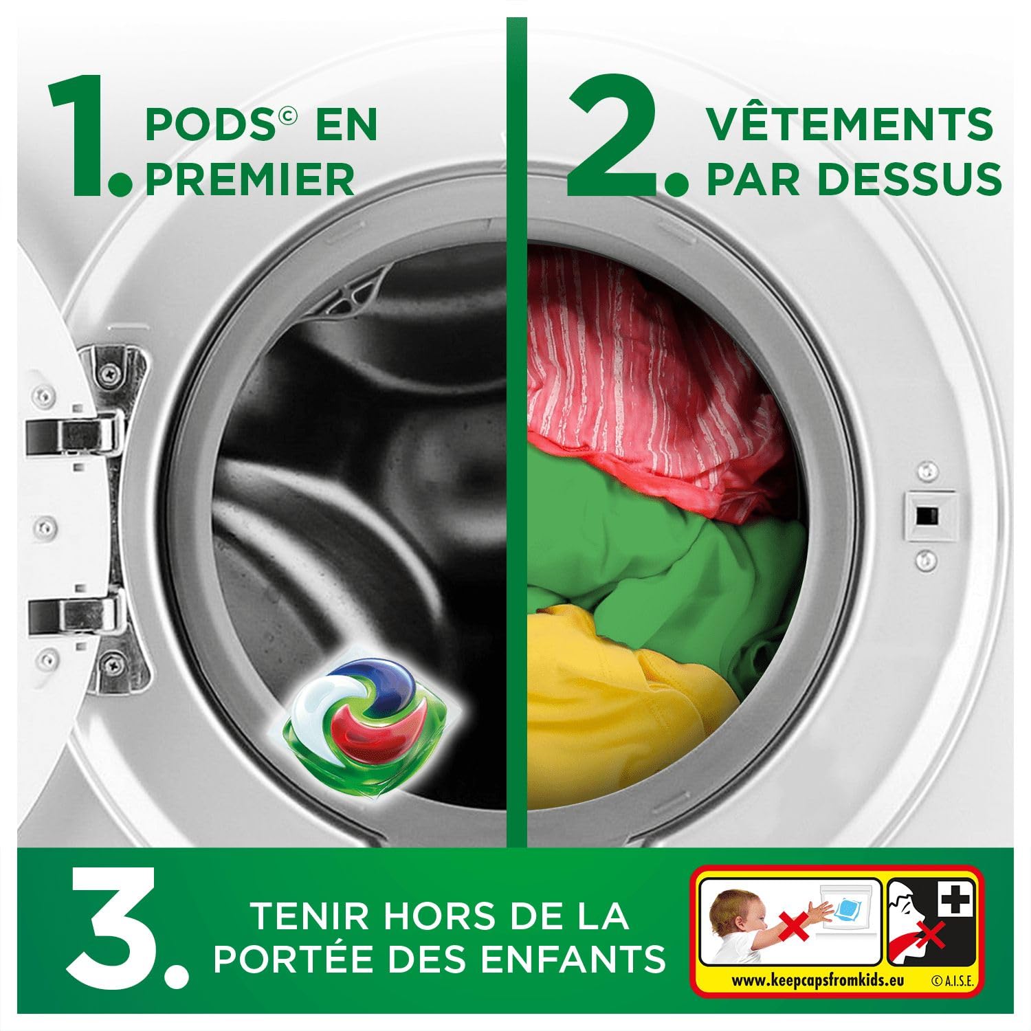 Ariel PODS 4en1 +Ultra Détachant, Lessive en Capsule, 88 Lavages (2x44), Élimine Même les Tâches Incrustées Depuis 7 Jours, Dissolution Rapide Même à Froid, Fabriqué en France