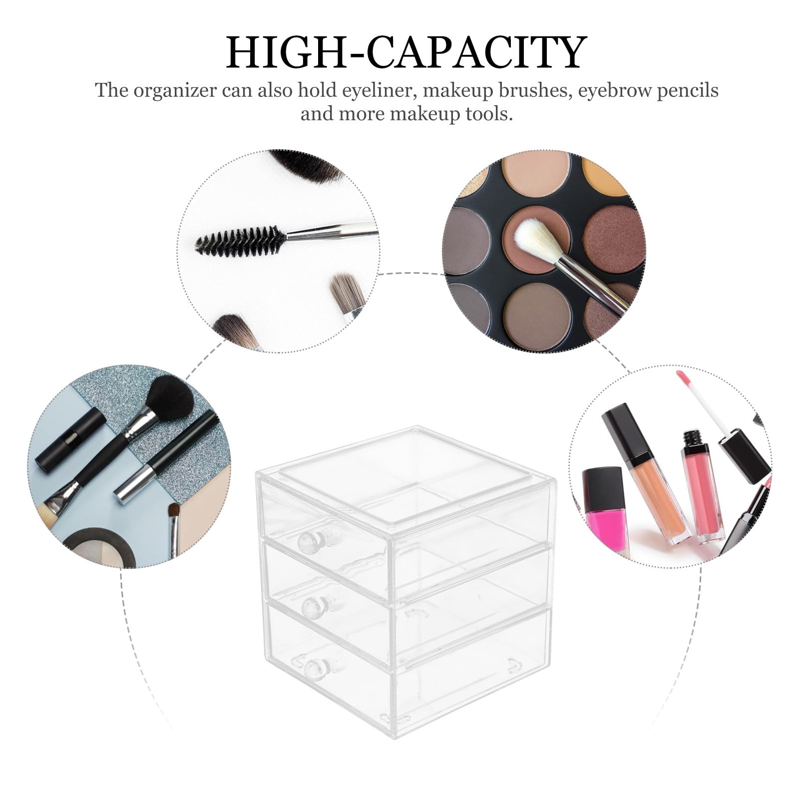 Caja de Cosméticos de Escritorio de Acrílico 3 Niveles con Cajones