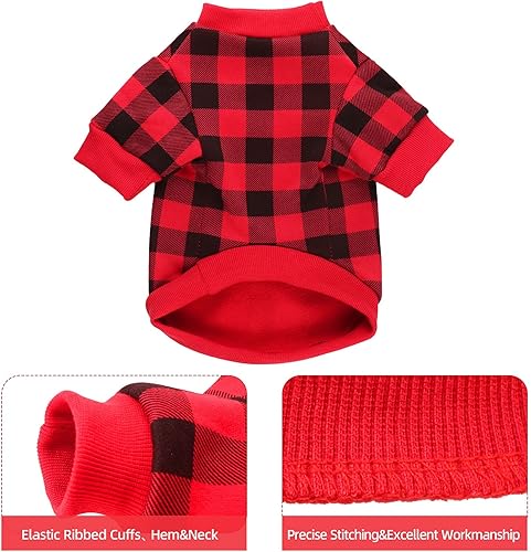 Miniatura 5 de Suéter de forro polar para perros pequeños, ropa de perro a cuadros, suave, grueso, cálido, suéter para perros pequeños, ropa para perros pequeños,