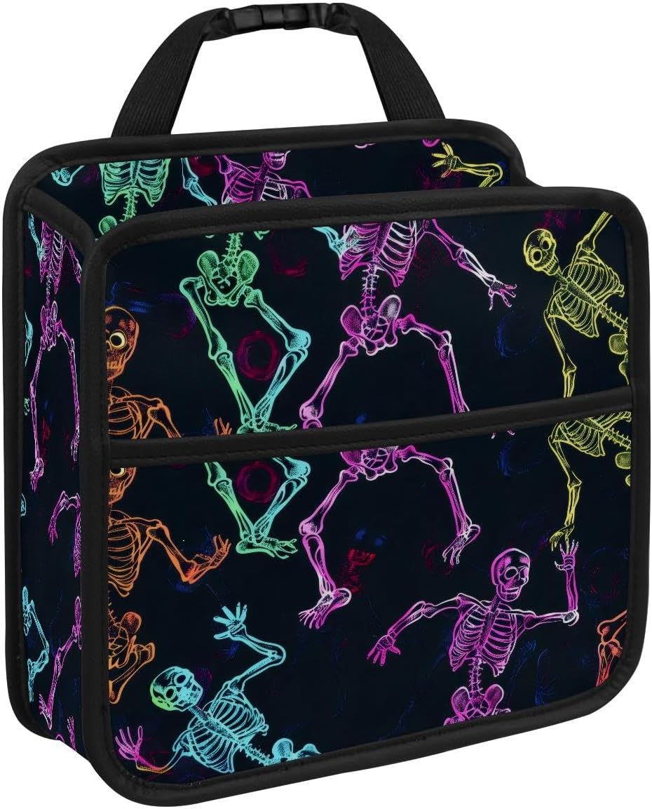 NEWzone Skeletons Dance Car Back Seat Organizer, Hanging Microfiber Leather Car Storage Bag, Compatible with Most Vehicles Interior Accessories Organizer