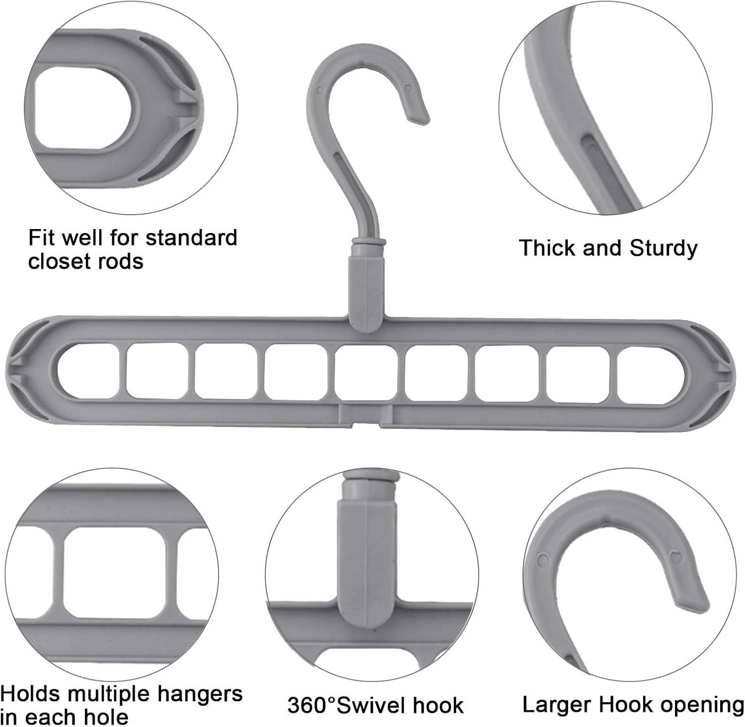 Magic Hanger Organizer, Space Saving Hangers, Standard Hangers with 9 Slots, Multifunctional Storage Hanger, Non-Slip Hangers, Cascading Hangers, Anti-Wrinkle Clothes, Plastic Organizer Hangers (3)