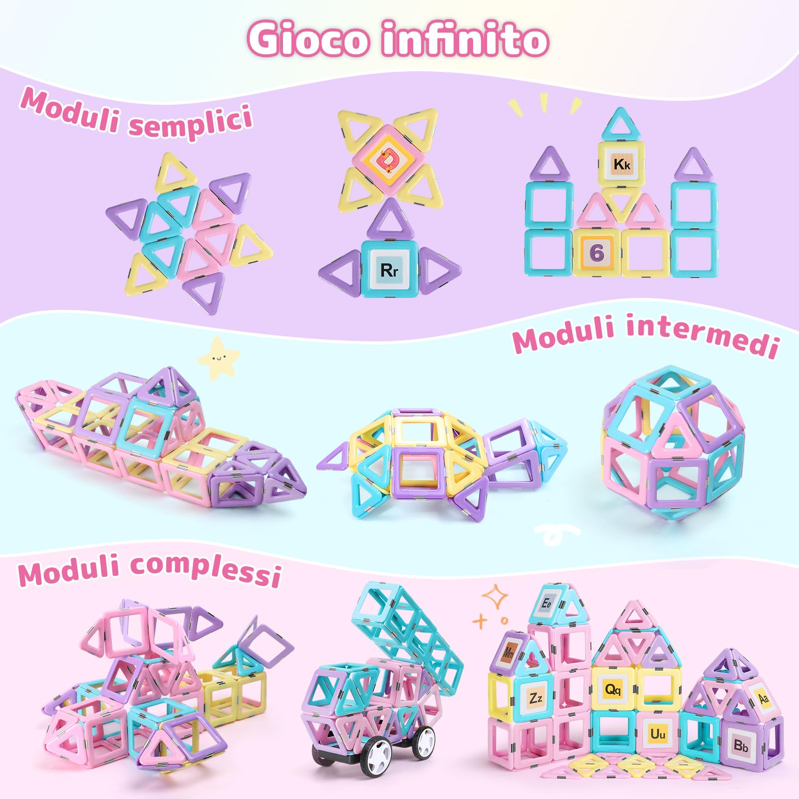 Blocchi da Costruzione Magnetici, 120 pezzi Set di Blocco da Costruzione Giocattolo Magnetico con Ruote Magnetiche per Bambini Ragazze Ragazzi Regalo di Compleanno di Natale