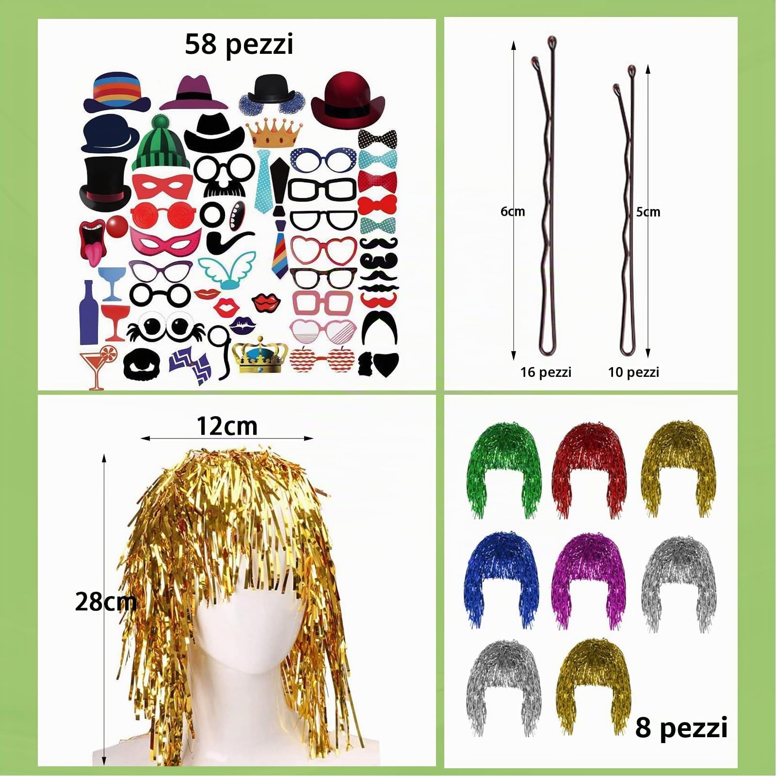 Accessori per Photo Booth, Accessori Decorazioni Photo Booth Accessori Foto Props per Feste per Matrimoni per Matrimoni, Halloween, Natale, Compleanni, Carnevale (94 pezzi - B)