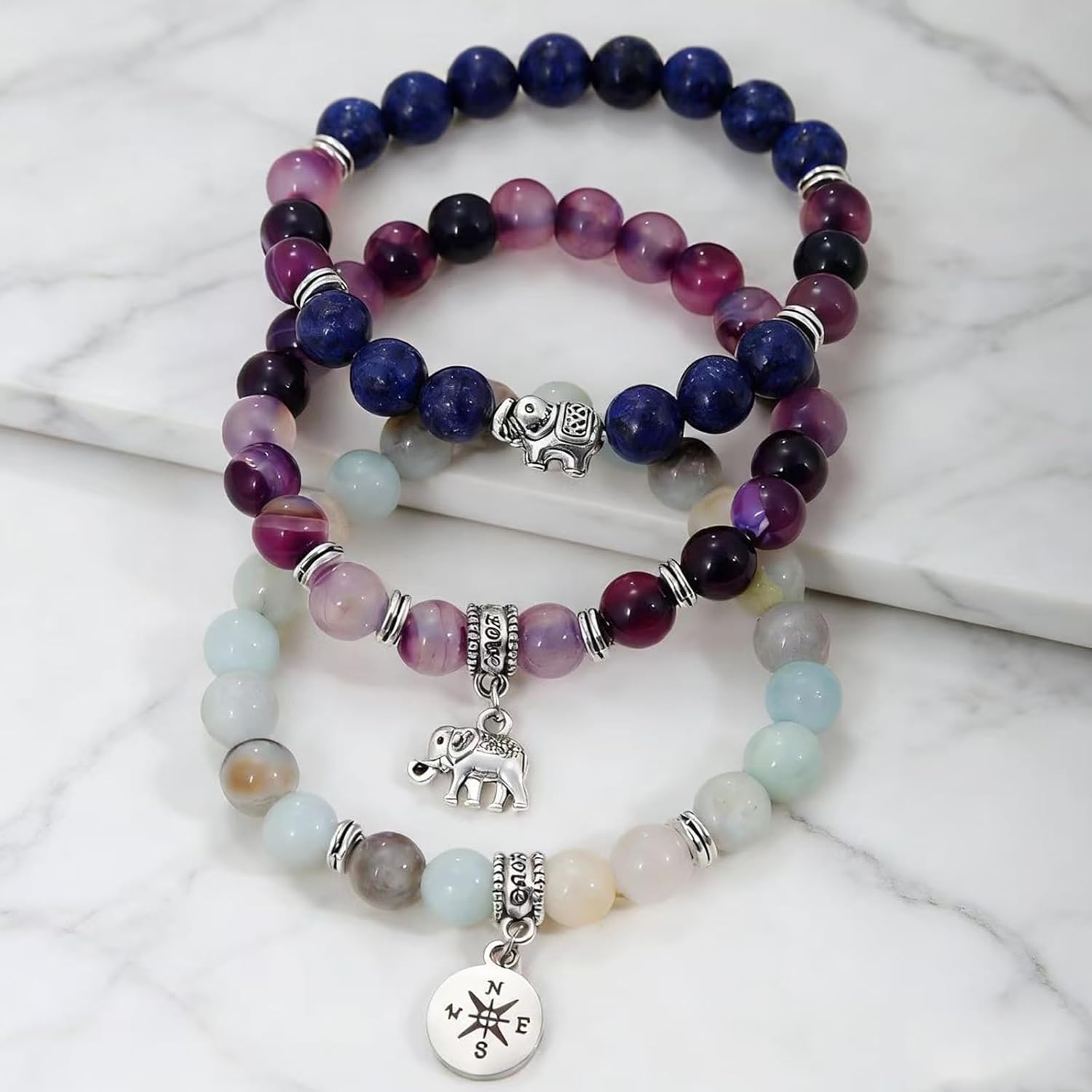 Blessings Bracelet Trio: Animal & Compass Charm Bracelets, 3 Piece Adjustable Gift Set for Women, Shareable Jewelry for Sister, Daughter, Best Friend - Inspirational Gifts - Image 5
