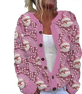 generic Women\'s Christmas Knit Sweater, Holiday Cosy Top Print Jumpers Knitted Sweater Pullover Loose Cute Sweaters Oversized Knitted Tops