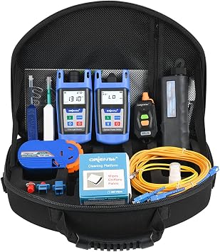 ORIENTEK TLT-15D Fiber Optic Tool Kit Fiber Connector Microscope + Fiber Optic Power Meter + Optical Light Source +VFL FTTH Loss Test Kit Optical Power Meter OPM OLS (TLT-15D)