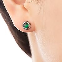 Vista 72 de Real Crystal Birthstone Sterling Silver Stud Earrings Jewelry for Women Fashion Trendy Western 925 Antiqued Boho Handmade Best Gift for Her keenove