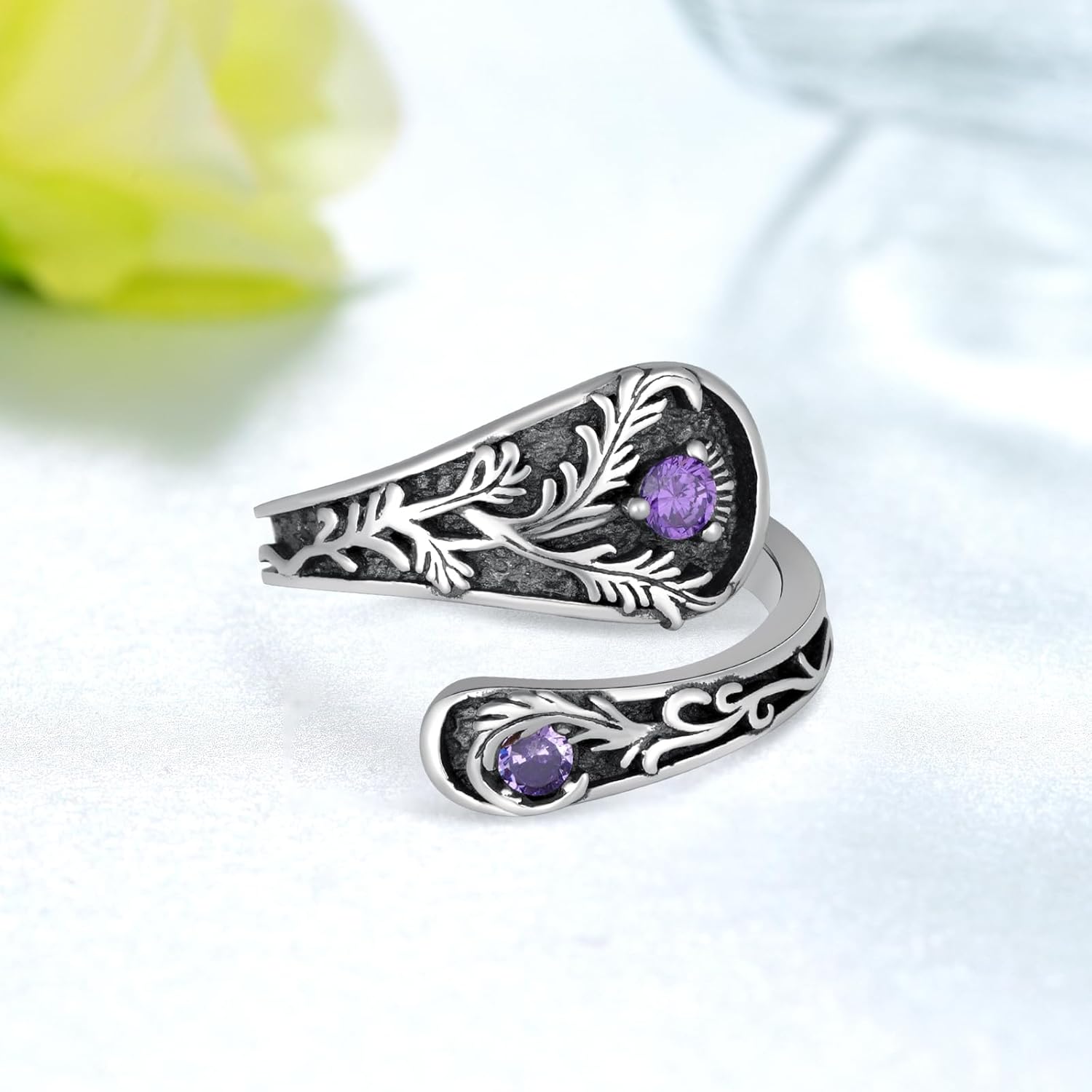 Scottish Gifts Scottish Thistle Thumb Ring 925 Sterling Silver Thistle Spoon Thumb Ring for Women Scottish Thistle Jewelry Gifts for Women - Image 2