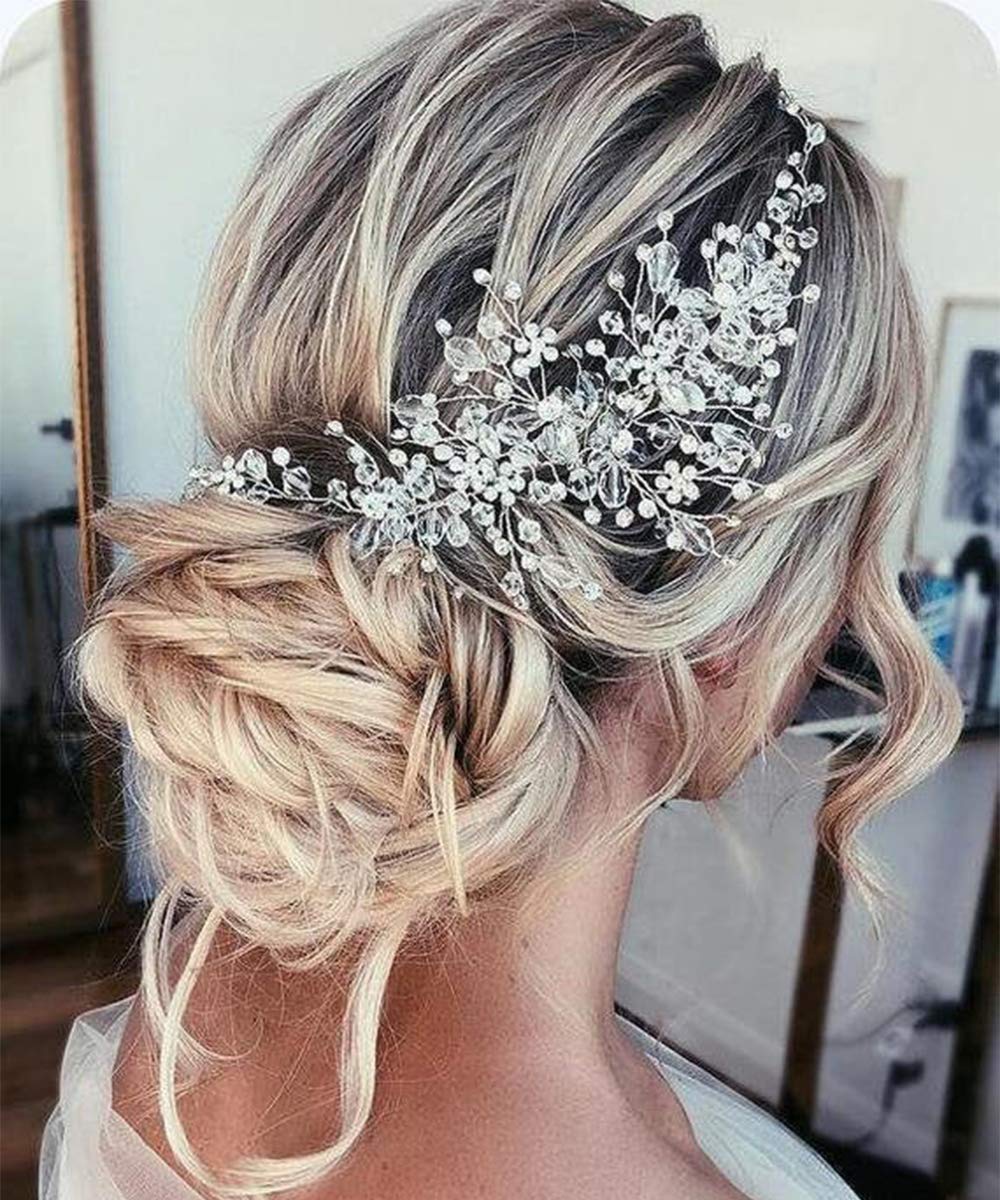 Anglacesmade Bridal Crystal Headband Rhinestone Hair Vine with Marquise for Birde Bridesmaid Wedding Hair Piece for Women and Girls (Gold)