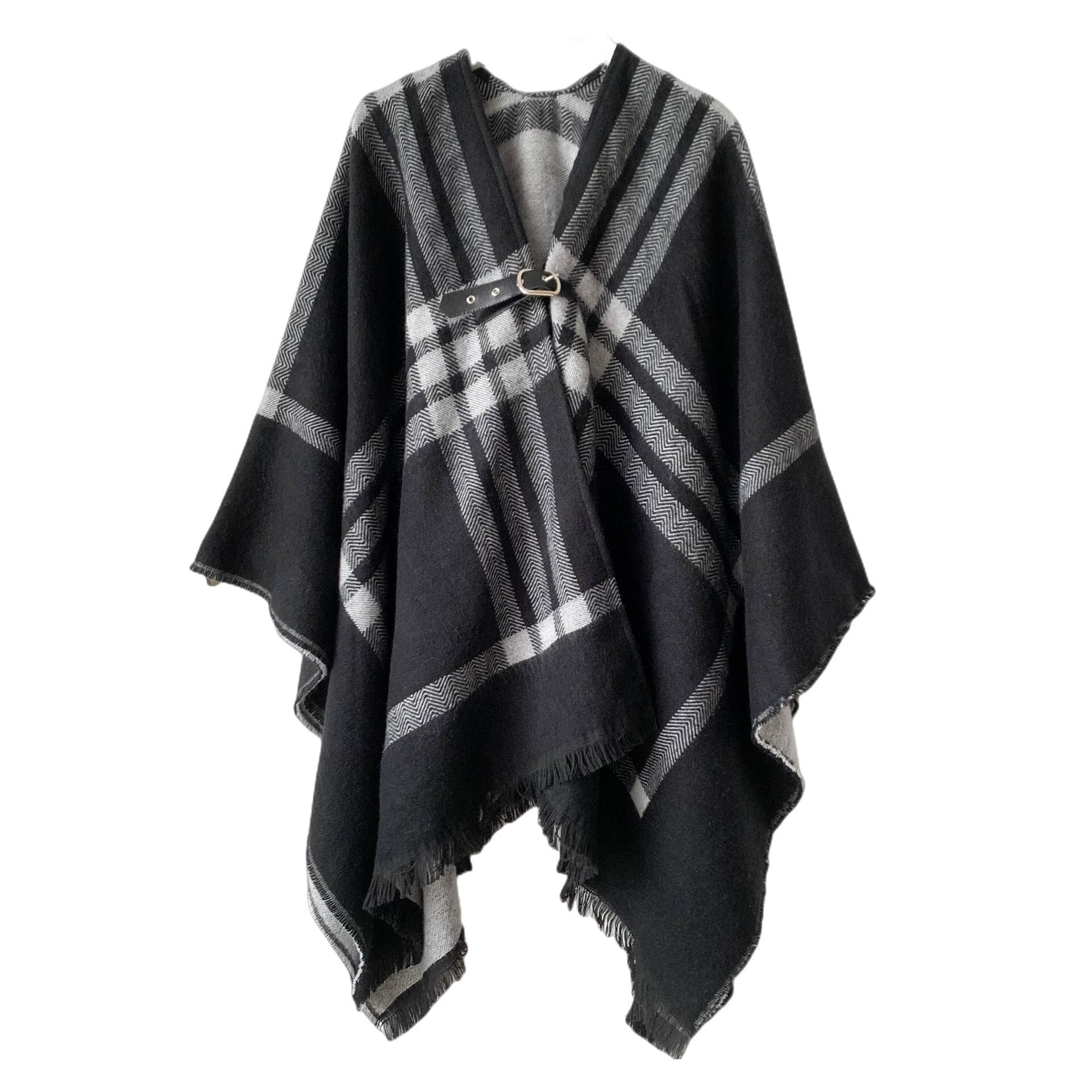 Sciarpa Donna Scialle Uomo Scialle Autunno E Inverno Cashmere Mantello da Donna con Scialle Diviso in Pelle Scozzese Bianco E Nero