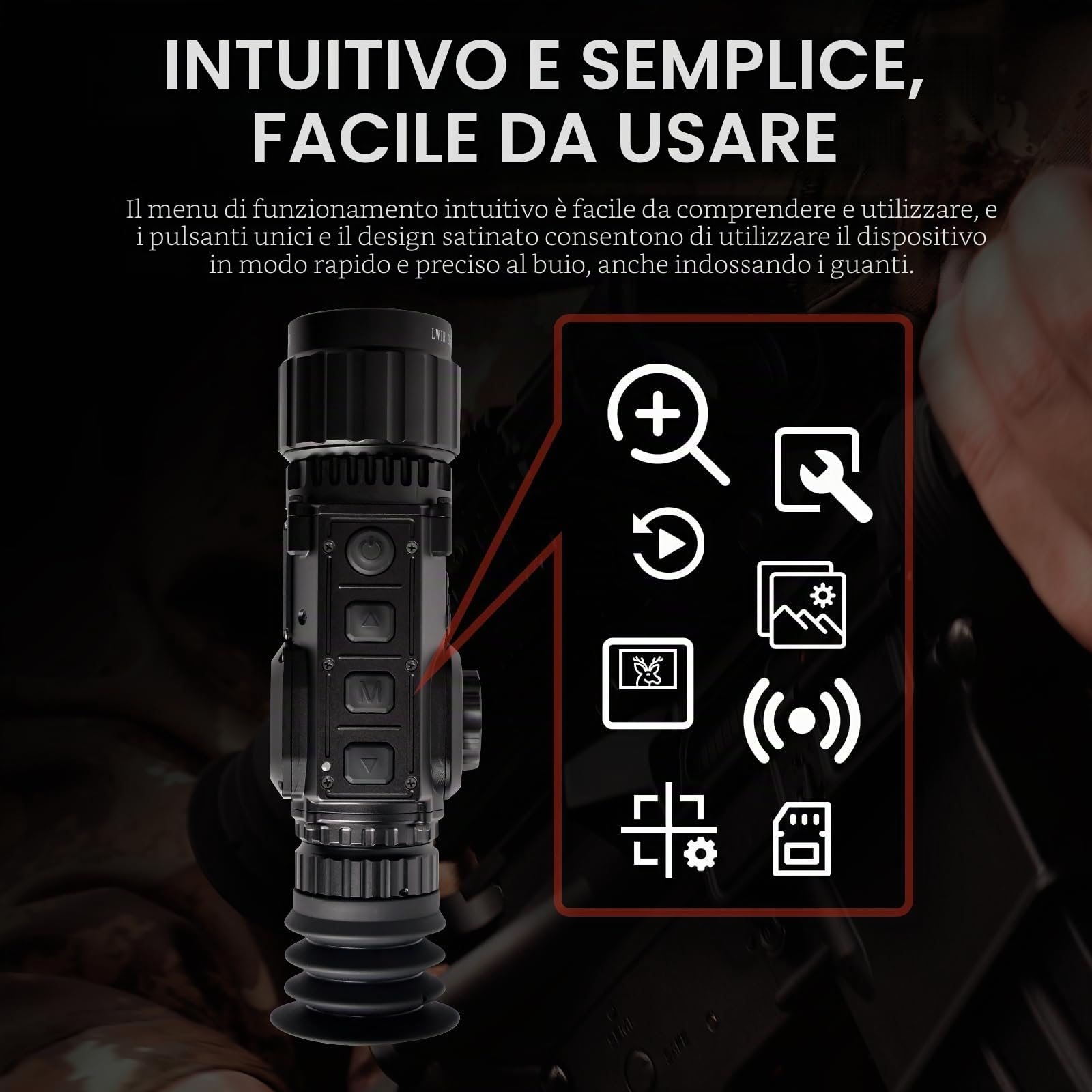 Cannocchiale Termico per Fucile X350 Display Micro-OLED HD 1024x768 1100m 35mm 10h WiFi 64GB