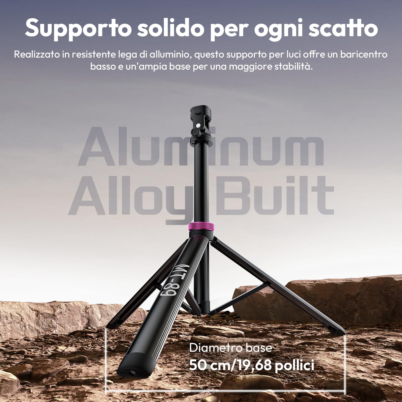 ULANZI MT-89 stativo fotografico compatto da 208,3 cm con vite da 1/4" a sgancio rapido, capacità di carico 1kg, treppiede estensibile regolabile in alluminio, con testa a sfera a 360°