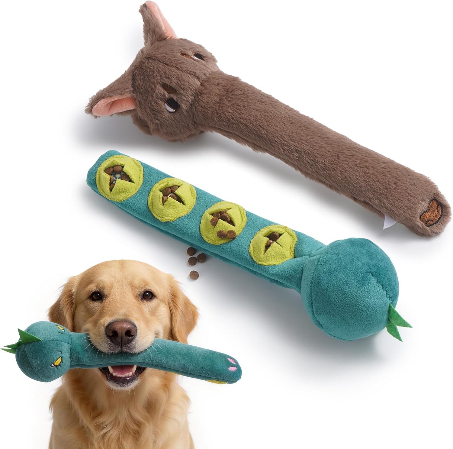 Nocciola Dog Squeak Toys 5pcs, Dog Toys to Keep Them Busy for Aggressive Chewers, Hide and Seek Crinkle Dog Toy for Large Dogs, Long Face Wild Animals Playground Series