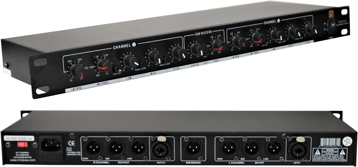 MR DJ DXO200 PRO PA DJ Club Stereo 2 Way Plus Subwoofer Crossover