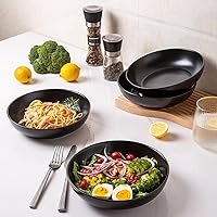 Vista 6 de AmorArc Juego de 4 cuencos de cerámica para pasta de 8.5 pulgadas, cuencos grandes de 32 onzas para cocina, cuencos anchos para pasta, ensalada