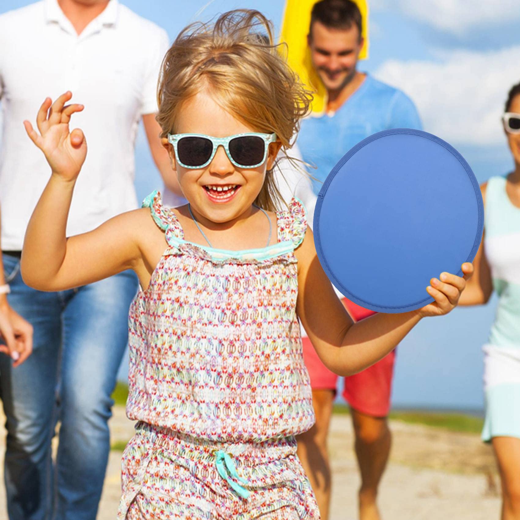 Ventaglio Tondo Pieghevole Blu | Portatile Per Estate E Sole - Foto 3