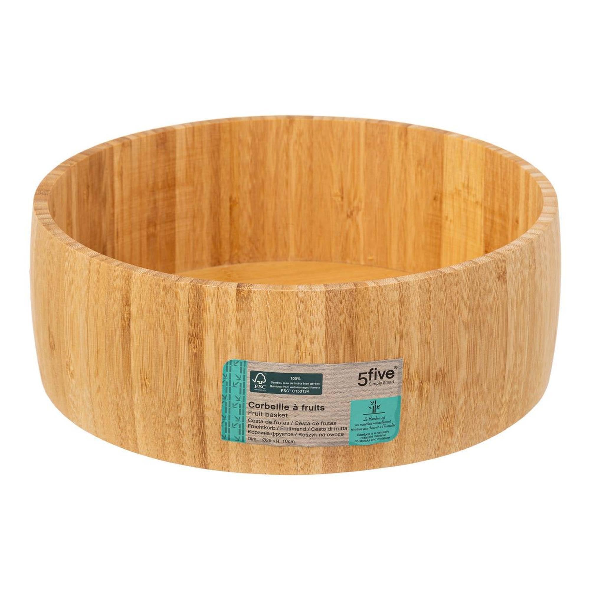 5 five simply smart 5five - Corbeille à Fruits Ronde en Bambou 29 x 10 cm - Panier, Saladier, Centre de Table - Pour Cuisine (Lot de 2)