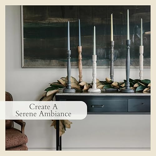 Miniatura 9 de CG Hunter Portavelas hecho a mano, juego de 3 portavelas cónicos de madera natural, portavelas cónicos para candelabros, exhibición en la entrada,