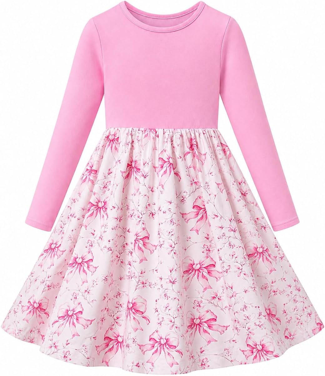 Vogseek Girls Dress Toddler Fall Dress Long Sleeve Dresses Ages 3-7