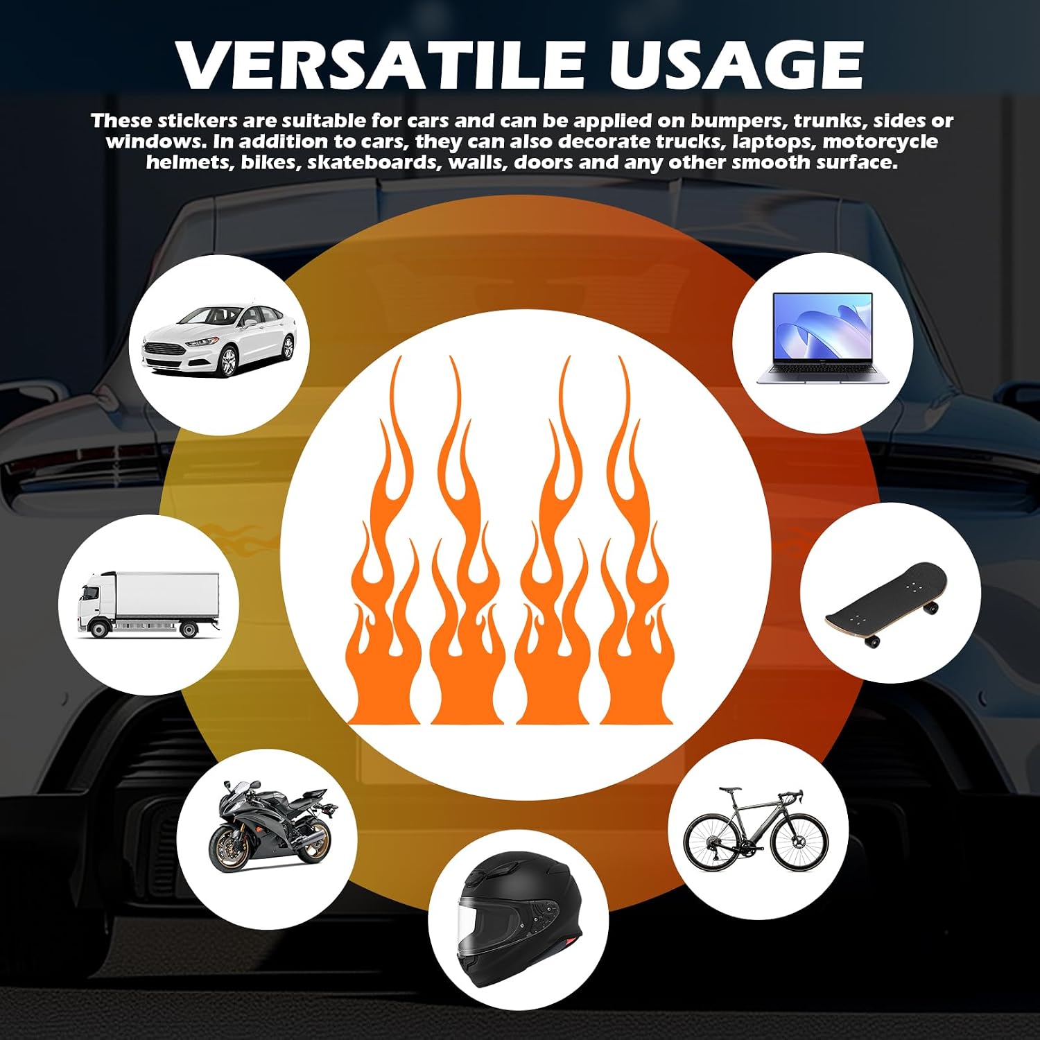 4PCS Car Flame Stickers Decals,Weatherproof & Sun Protection Flame Decals image 5