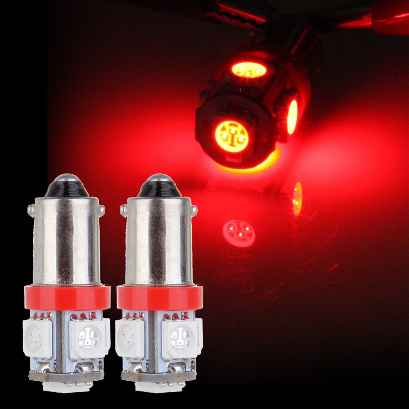 ECCPP 2x Instrument Cluster Dash Panel Lights ba9s-5-5050-smd-Red 1815, 1816, 182, 1889, 1891, 1892, 1893, 1895, 1895A, 1445, 17053, 53, 53X, 57, 216, 293, 363, 3886X, 3893, 6253, 64111, 64113, 64115