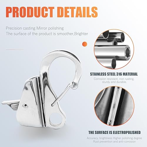 Miniatura 2 de Clips de acero inoxidable para guardabarros de barco de liberación rápida, gancho para barco, sistema de anclaje sin nudos, parachoques de barco