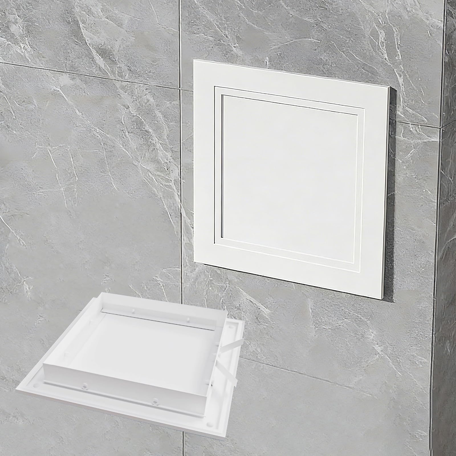 WEKONUMEX Inspection Hatch Revision Door, Recessed Access Hatch Cover White Multiple Sizes Aluminum Alloy Frame for Wall Ceiling Concealing Pipes(6x6in(15x15cm))