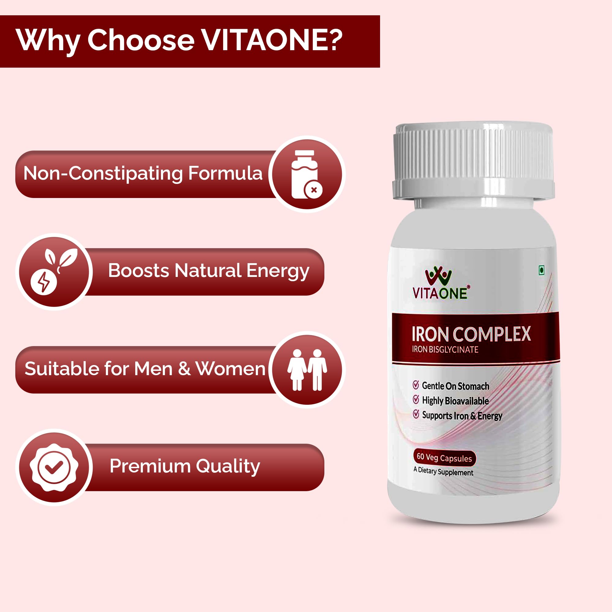Iron Complex 60 Veg Capsules | Gentle on Stomach and Easy to Absorb | Veg Iron Tablets for Women & Men — Amazon image 7