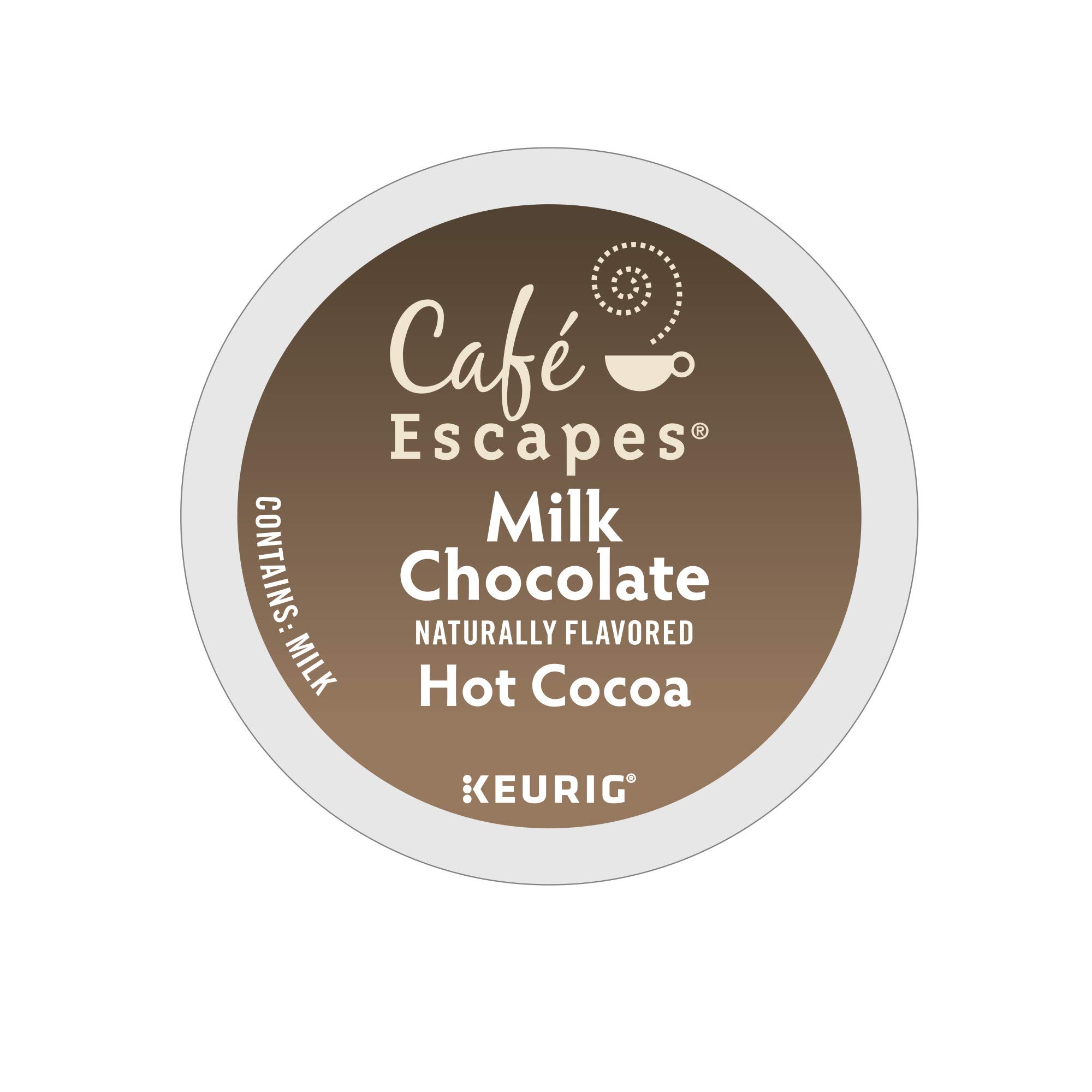 Cafe Escapes, Milk Chocolate Hot Cocoa, Single-Serve Keurig K-Cup Pods, 96 Count (4 Boxes of 24 Pods)