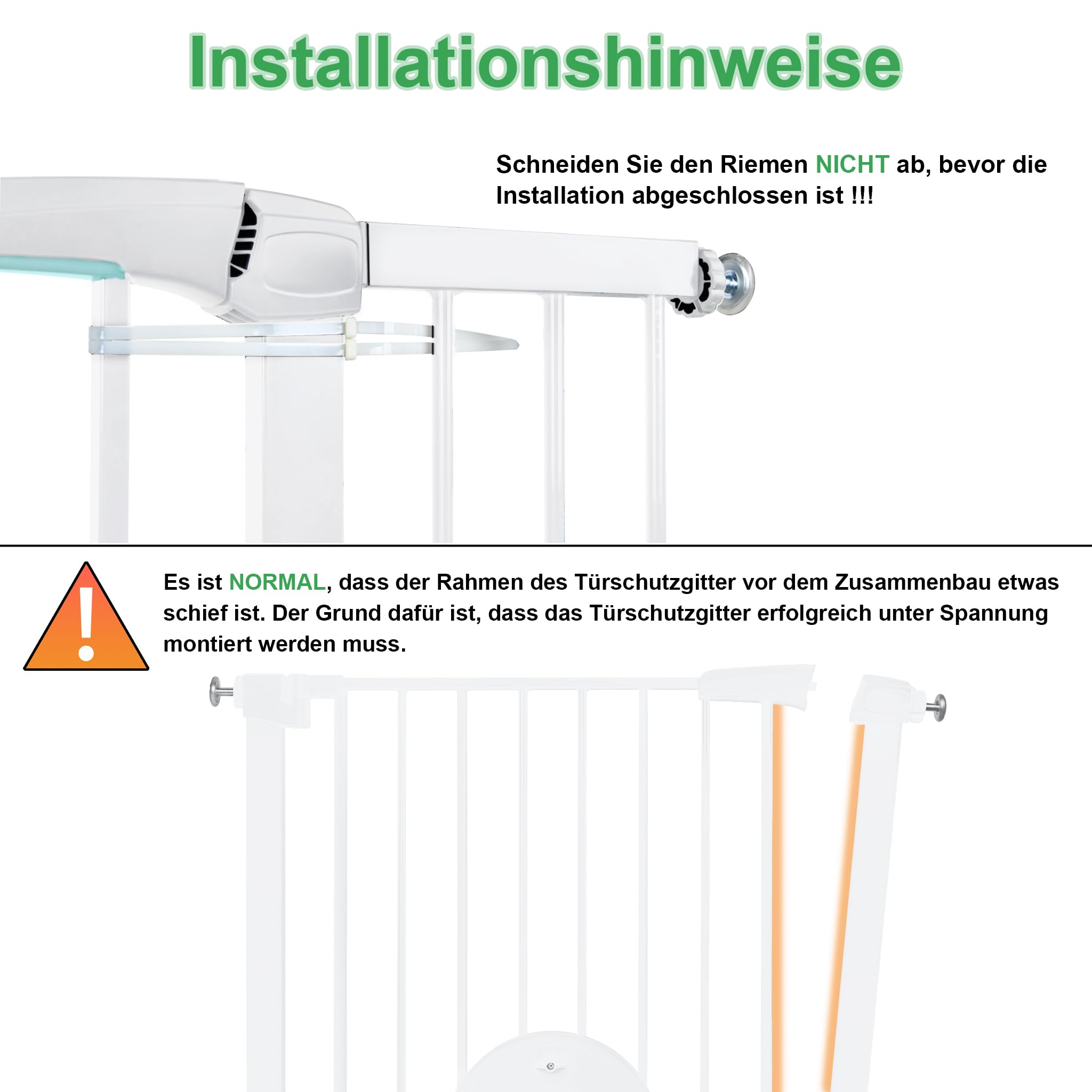 UISEBRT Treppenschutzgitter Türschutzgitter Ohne Bohren Treppengitter mit Katzentür Haustiertür, für Breiten 75-85 cm, Selbstschließend, Einhändiges Öffnen Metall Gitter, Weiß