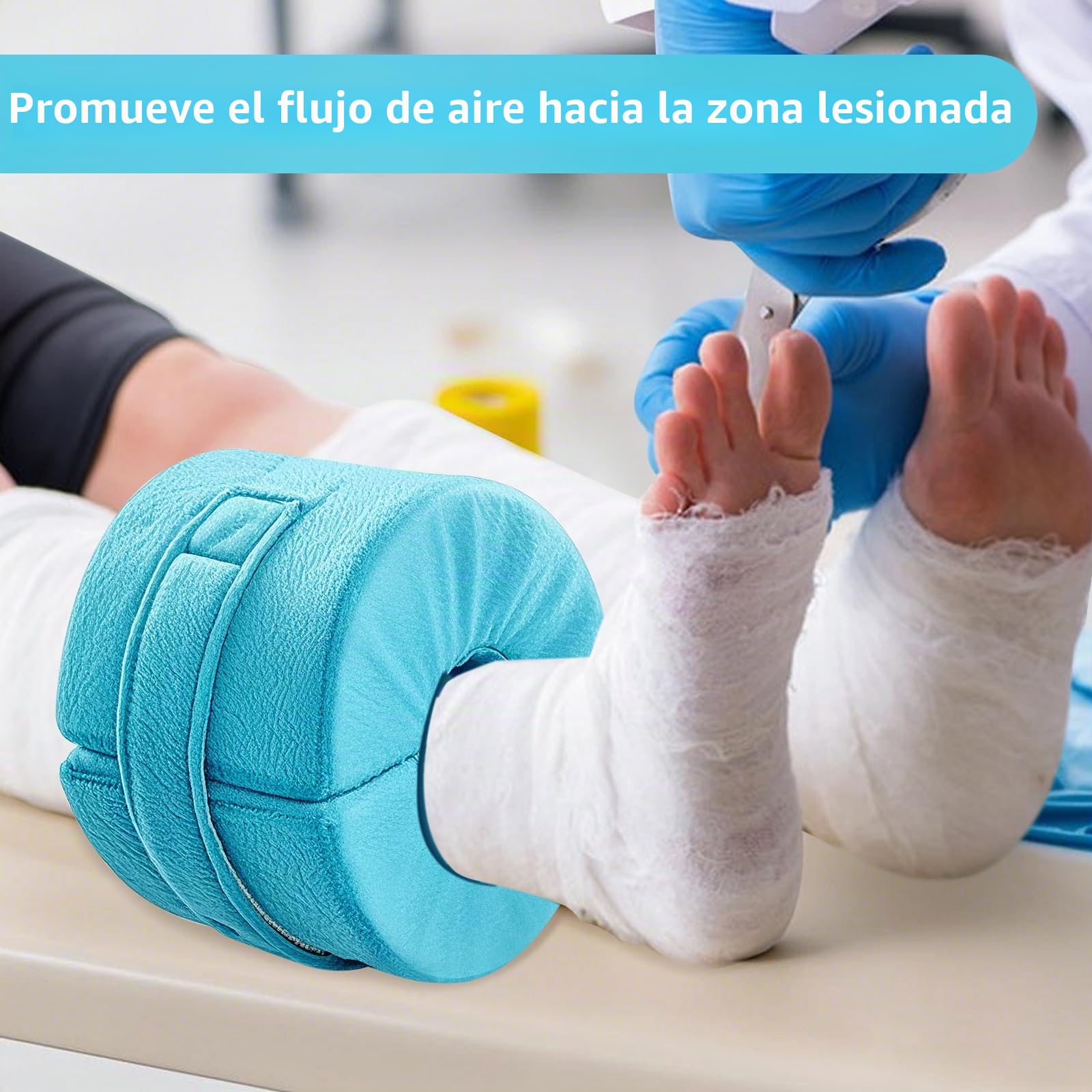 2 almohadas de elevación de pies, cojín de espuma de tobillo con funda extraíble con cremallera, almohada de elevación de talón de cuña para presión del pie, úlcera de cama, reposapiés y reposapiés