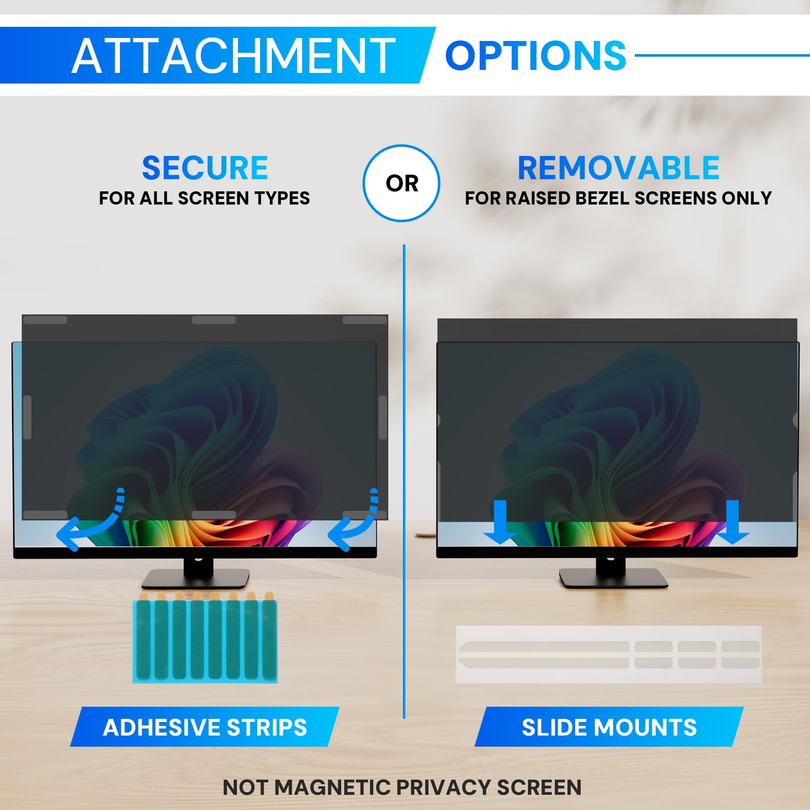 Filtro privacy per monitor del computer da 27 pollici per monitor 16:9, schermo rimovibile per la privacy dello schermo del computer e filtro anti riflesso della luce blu da 27 pollici