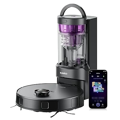 Eureka E20 Plus Robot Vacuum and Mop Combo, Robot Vacuum Cleaner with Bagless Self Emptying Station, 45-Day Capacity 8000Pa Suction and Anti Hair-Tangling Brush App Control LiDAR Navigation