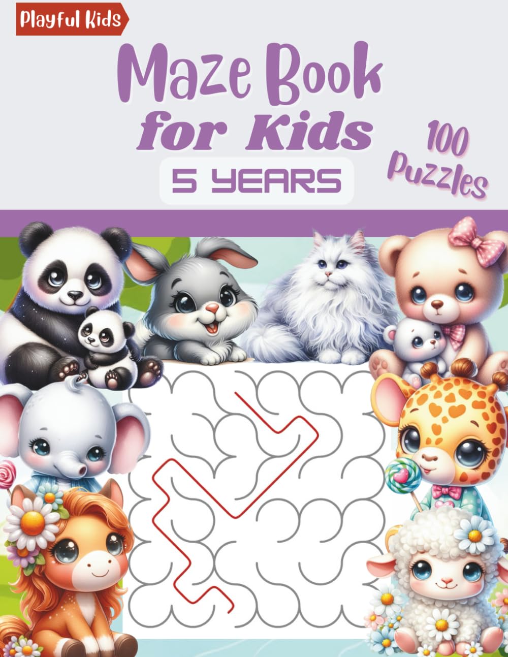 Maze Book for Kids 5 Years: 100 Fun and Challenging Mazes to Keep Kids Entertained with pictures to Color (Playful Kids: Maze Adventures. A Fun and Exciting Maze Book Series for Kids (Ages 4-12))