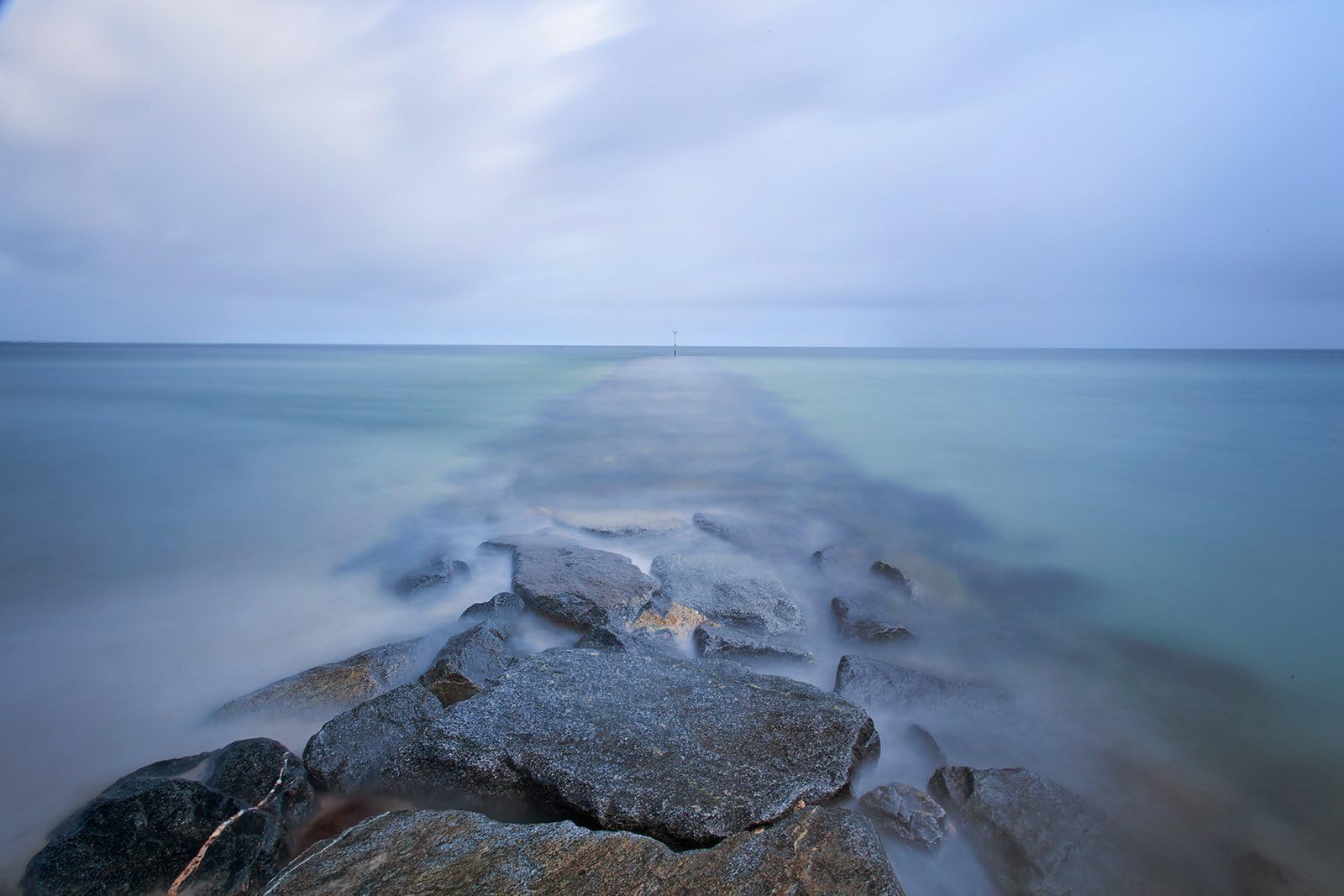 Large Beach Photography, Coastal Art Print, Cape Cod Wall Art, Seascape Photo, Modern Artwork, Blue, Grey, Teal -"Jetty Storm"