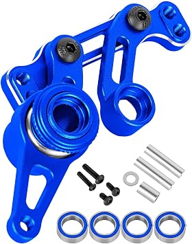 RC Steering Bellcranks Servo Saver Upgrades Part for ECX 1/10 2WD Ruckus,Axe,Brutus,Circuit,AMP MT,AMP DB,AMP Crush,K&N Torment,Aluminum Drag Link Set w/Bearings,Navy Blue