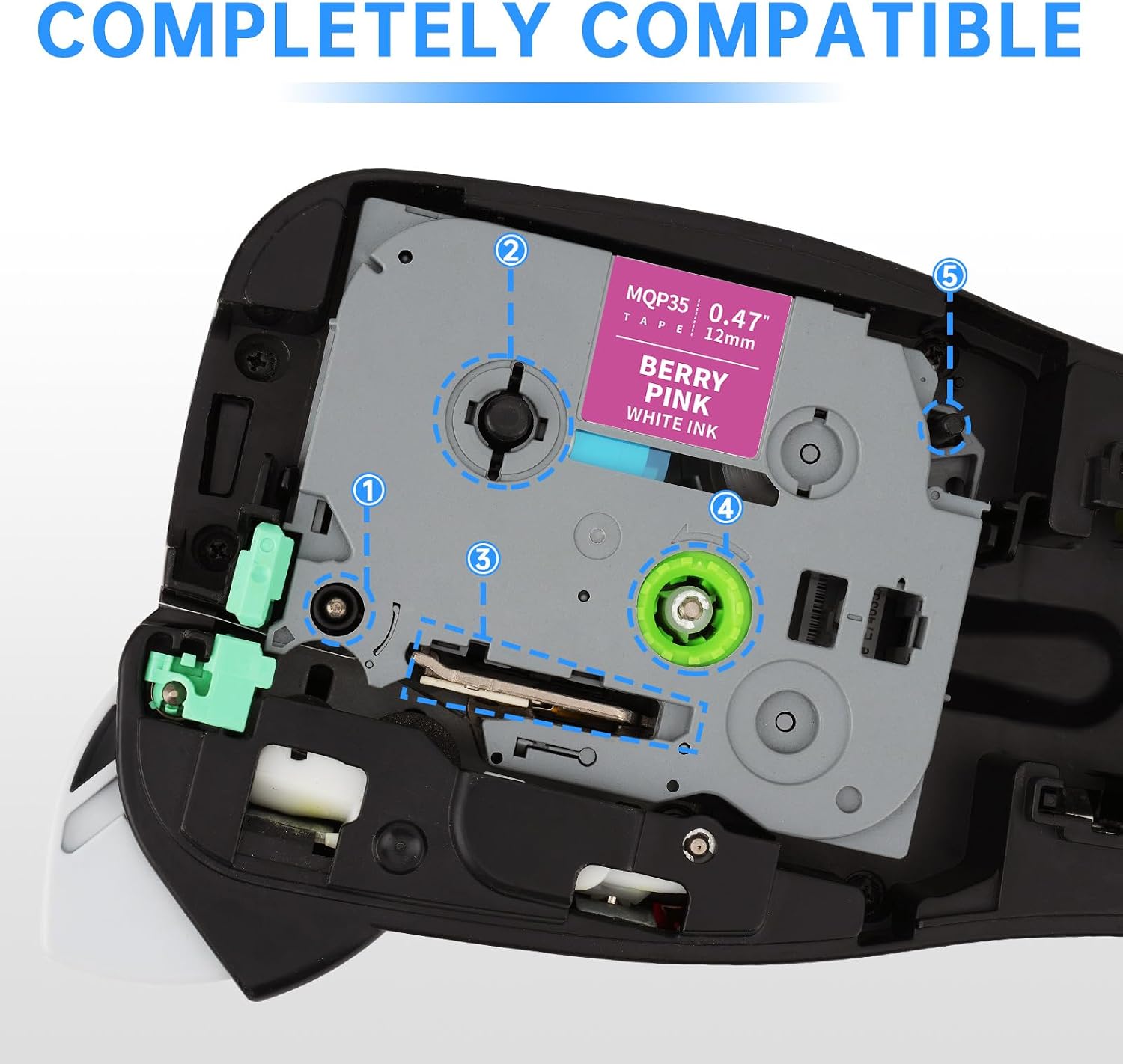 Unismar Compatible for Brother TZe-MQP35 White on Berry Pink 12mm 0.47 Laminated Tze Label Tape Work for Ptouch PT-D220 PTD210 PTH110 PTH100 PTD600 PTD200 Label Maker, 1/2 in x 26.2 ft, 2-Pack