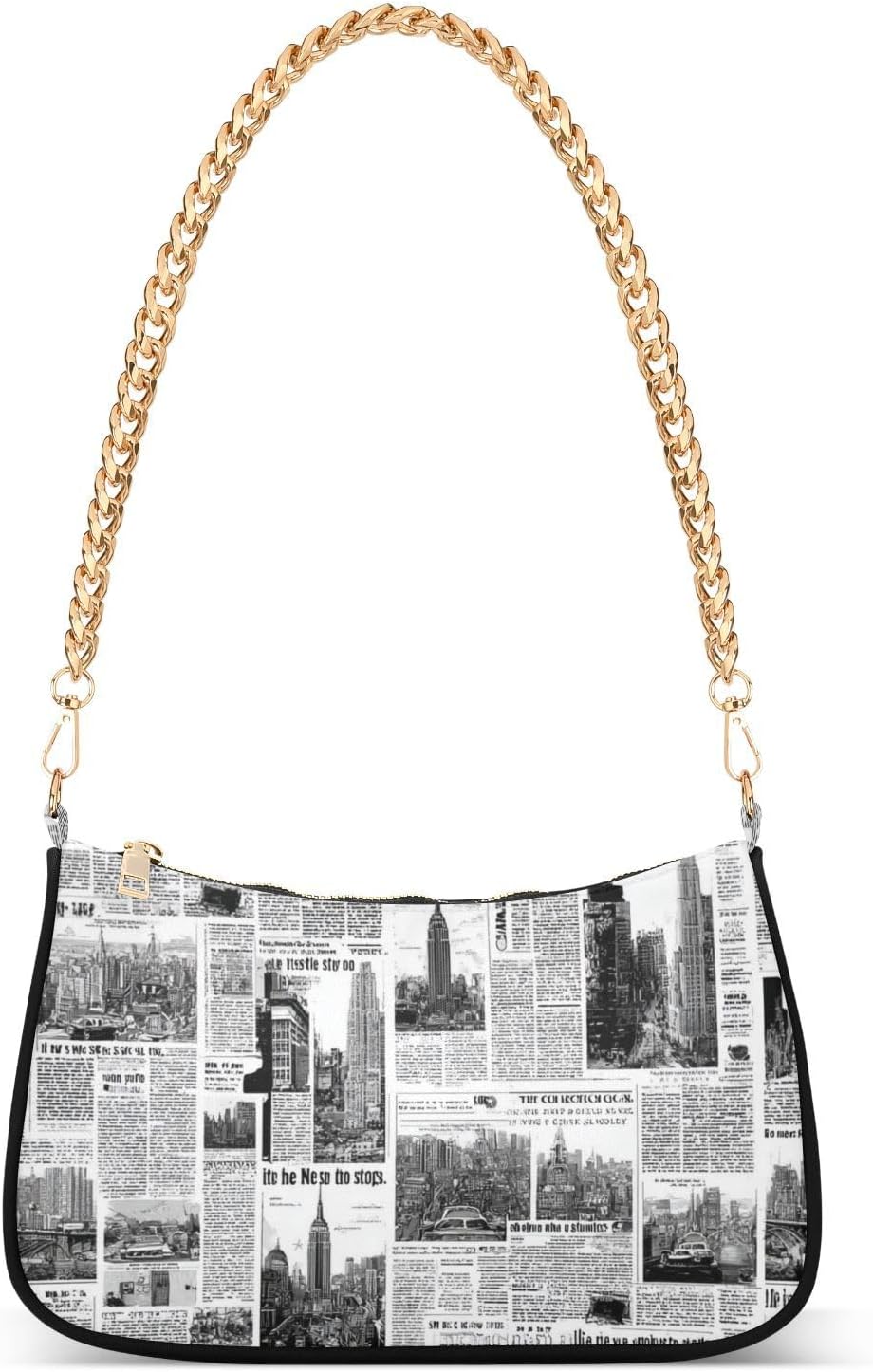 OTVEE Newspaper Pattern Shoulder Bags Mini Small Handbags Clutch Trendy Purses for Women