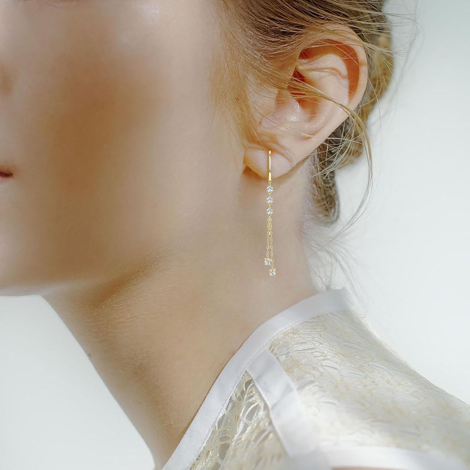 Moissanite Drop Dangle Earrings for Women 925 Sterling Silver Leverback Earring D-E Color VVS1 Clarity Hypoallergenic Jewelry Promise Birthday Christmas with Certificate - Image 3