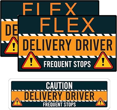 Flex Delivery Driver Car Magnet, 3PCS Caution Frequent Stops Removable Set, Delivery Vehicle Magnet Car Door and Bumper Sign, High Reflective Waterproof Weather-Resistant