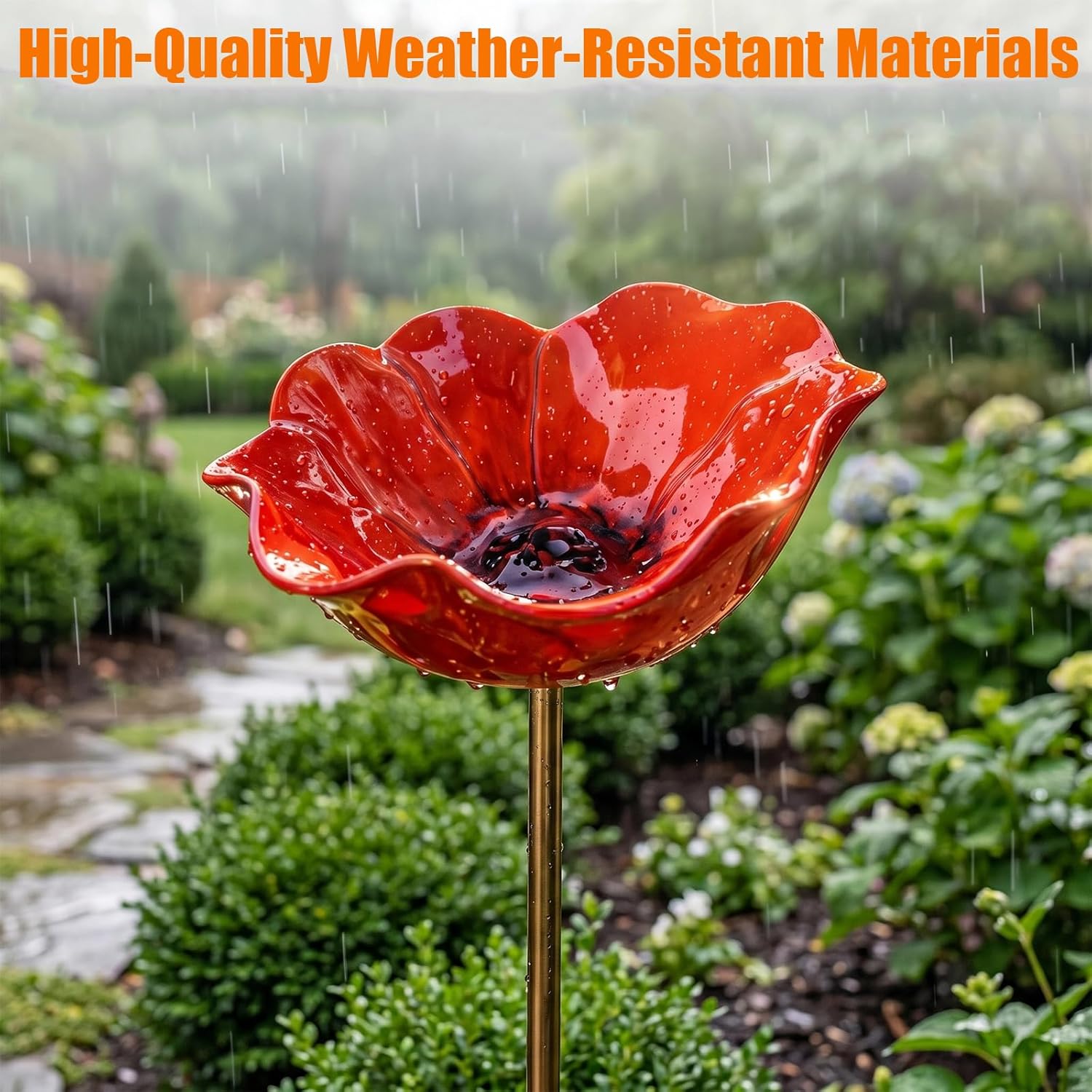 Upgraded Metal Flower Garden Stakes Bird Bath,Handmade Metal Flower Garden Stake with Bee Bath & Bird Water Bowl,Weather-Resistant Pollinator＆Mini Bird Bath (Mix b)