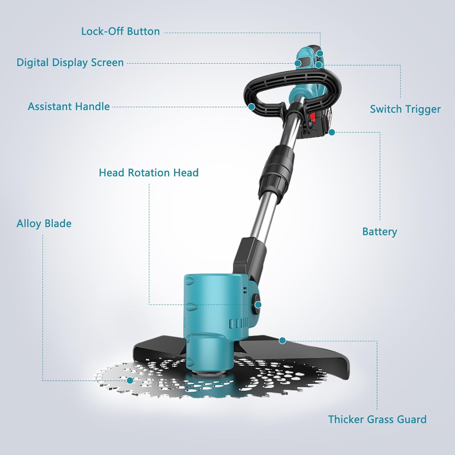Cordless Weed Wacker, 21V 4.0Ah Electric Weed Eater with 2 Batteries and Charger, 9inch Grass Trimmer Cordless Edge Brush Cutter for Lawn, Yard, Garden