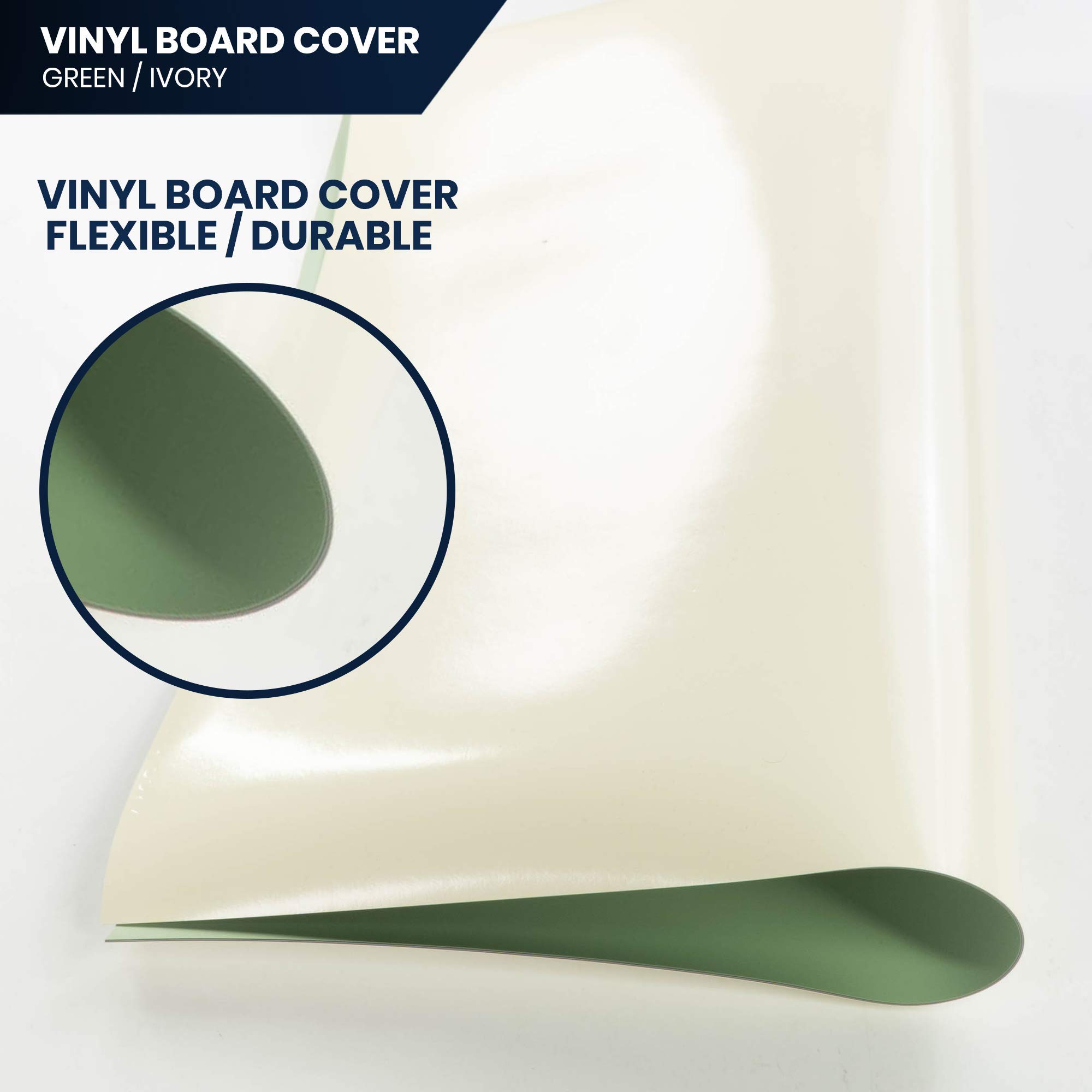 Pacific Arc - Copertura in vinile per lavagna, autoguarigione e antimacchia, colore: Verde/Avorio, 50,8 x 66 cm