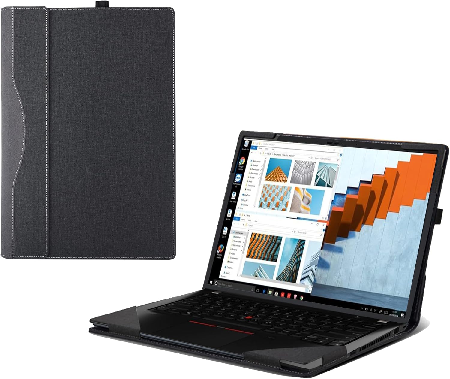 Laptop Case for Lenovo ThinkPad P14s Gen 5 Intel (14″) Mobile Workstation Protective,2 in 1 PU Leather Computer Sleeves Laptop Bag (Dark Gray)