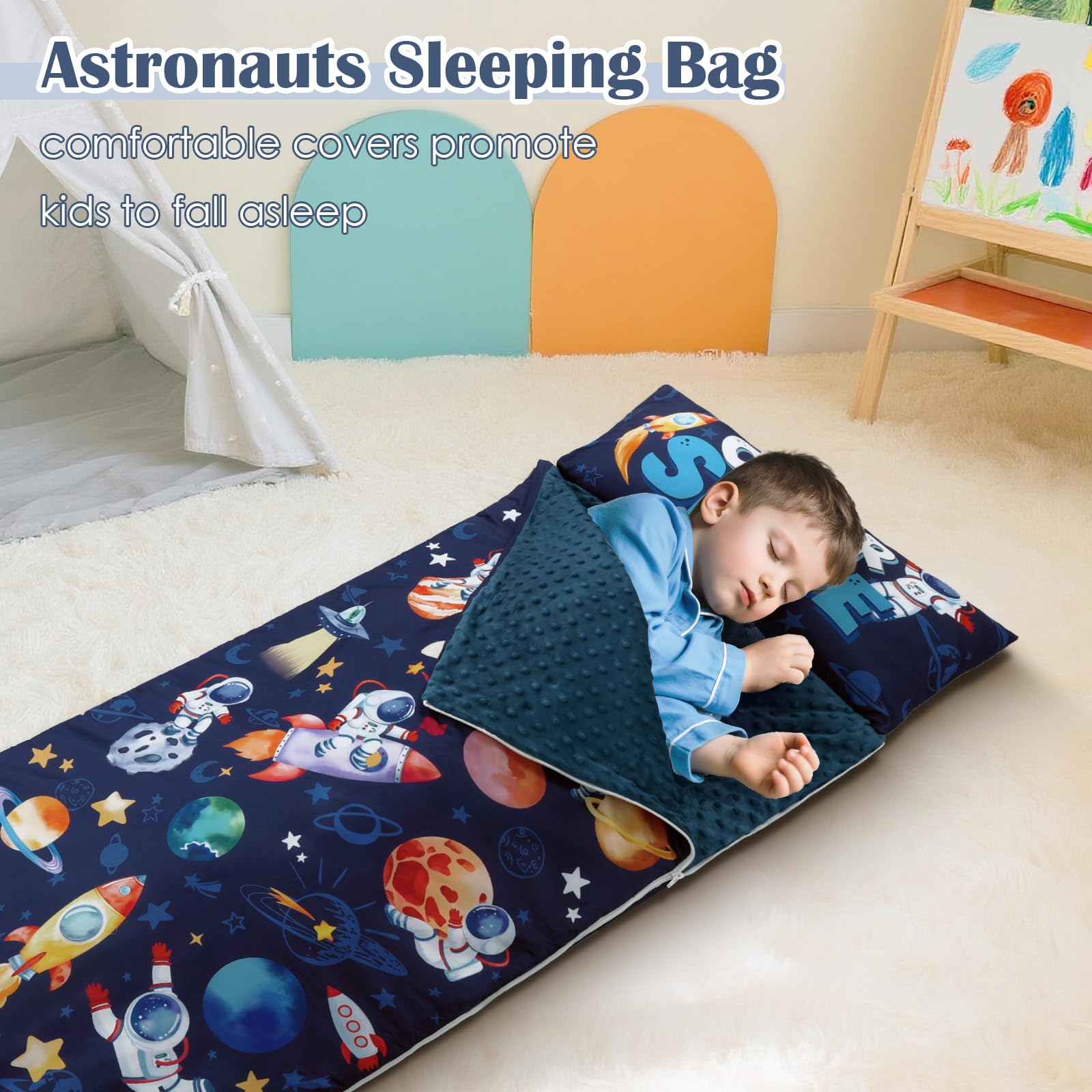 Kid Sleeping Bag With Pillow - Larger Nap Mat - Honduras - View #8