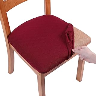 smiry Stretch Chair Seat Covers for Dining Room, Jacquard Dining Chair Seat Protectors Removable Washable Chair Slipcover...